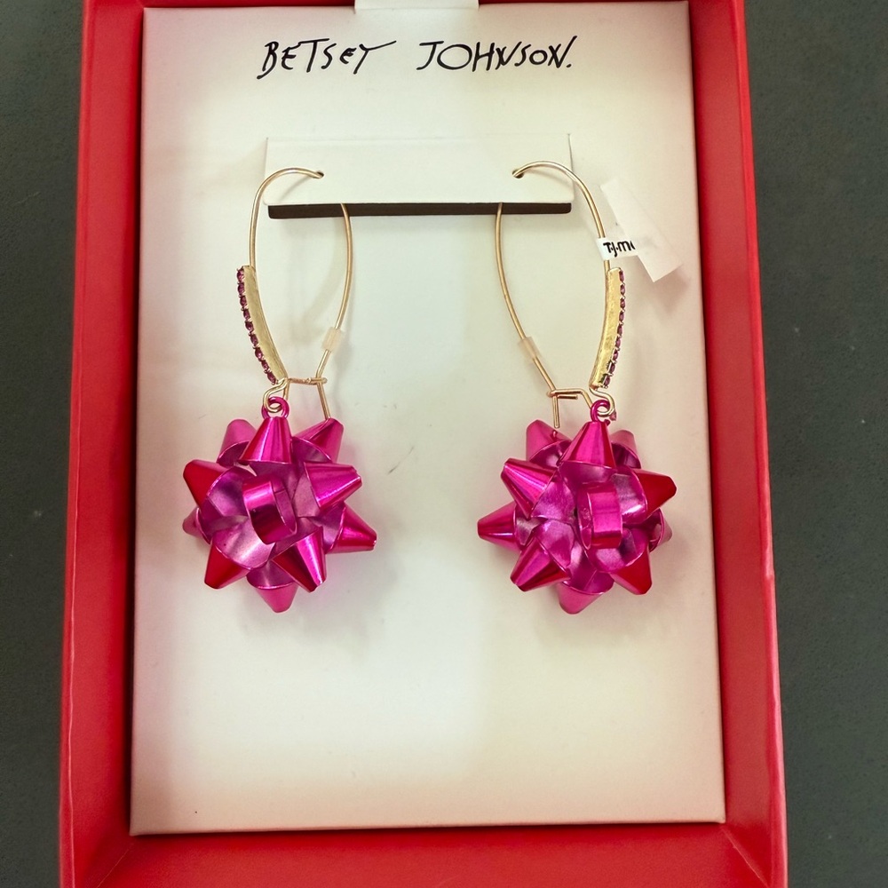 Betsey Johnson Christmas Bow Earrings